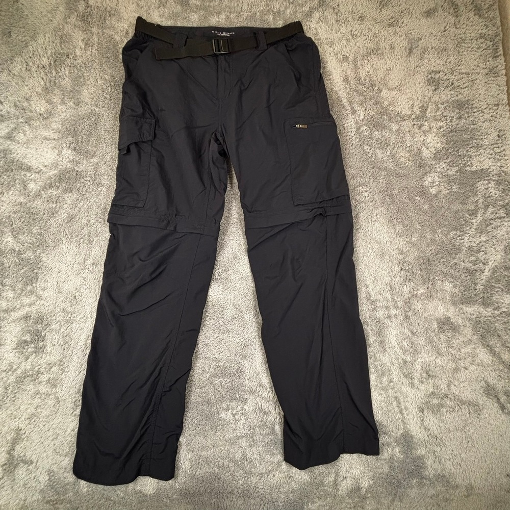 Columbia Omni-Shade Convertible Cargo Hiking Pants Navy Blue Mens Zip Off Shorts